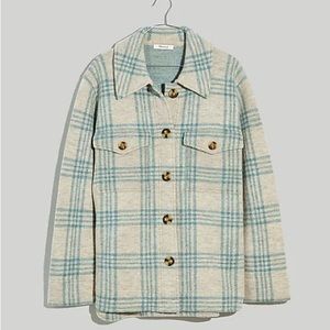 Madewell Boiled Wool Shirt-Jacket in Plaid: Heather Lagoon